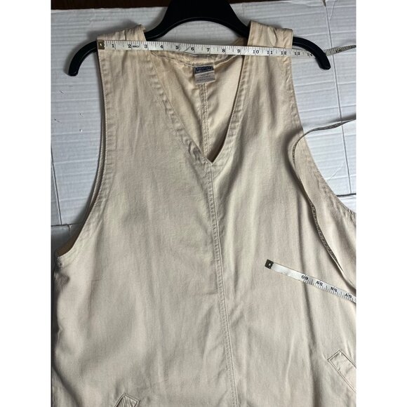 VTG- Essentials Style Beige 100% Cotton  V-Neck dress Pockets Large granola girl - Picture 7 of 11